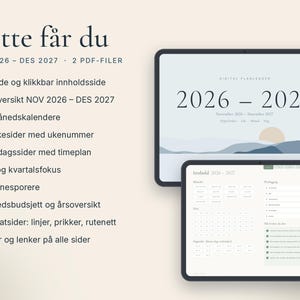 Pianificatore digitale da novembre 2026 al 2027 in Norvegia, pianificatore GoodNotes, calendario per iPad con numero di telefono, calendario ipertestuale immagine 5