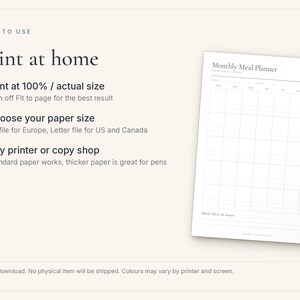 Printbare maaltijdplanner met boodschappenlijst, weekmenu, maandmenu, boodschappenlijst (PDF, A4 en US Letter). afbeelding 5