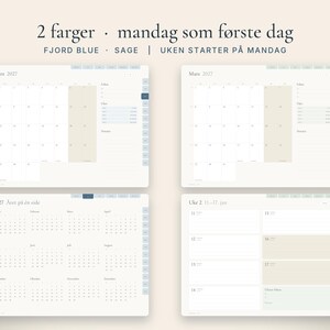 Digital planlegger 2027 på norsk, GoodNotes planner, iPad kalender med ukenummer, Hyperlenket uke- og dagsplan image 6