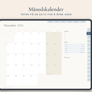 Pianificatore digitale da novembre 2026 al 2027 in Norvegia, pianificatore GoodNotes, calendario per iPad con numero di telefono, calendario ipertestuale immagine 2