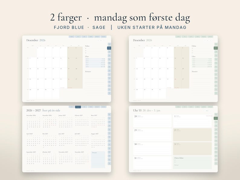 Pianificatore digitale da novembre 2026 al 2027 in Norvegia, pianificatore GoodNotes, calendario per iPad con numero di telefono, calendario ipertestuale immagine 6