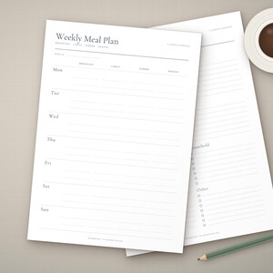 Printbare maaltijdplanner met boodschappenlijst, weekmenu, maandmenu, boodschappenlijst (PDF, A4 en US Letter). afbeelding 3