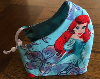 ADULT FACE MASK - Disney Mermaid - with filter pocket