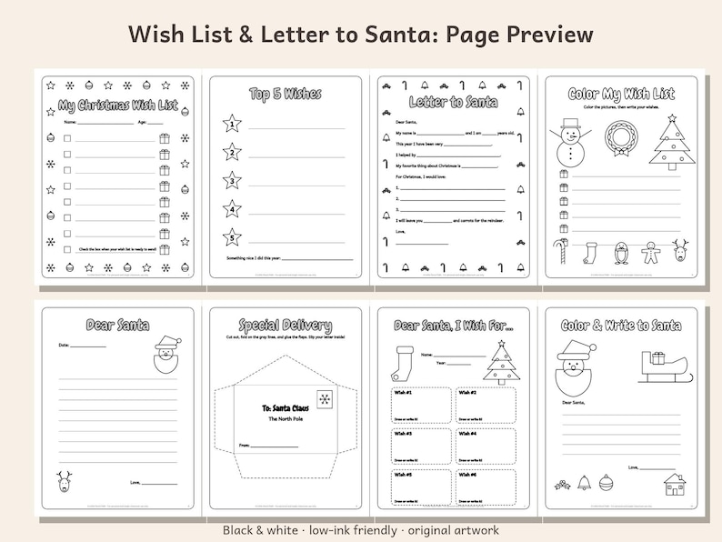 Christmas Wish List Printable for Kids, Letter to Santa Template, Dear ...