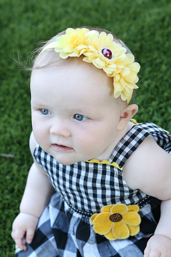 sunflower newborn headband
