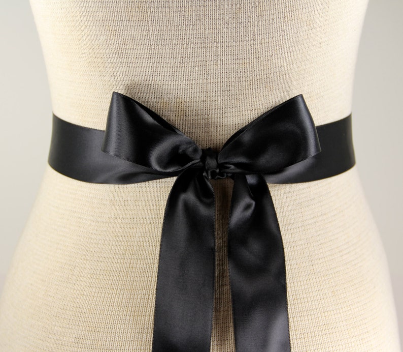Bridal belt prom sash bridal sash Black satin sash | Etsy