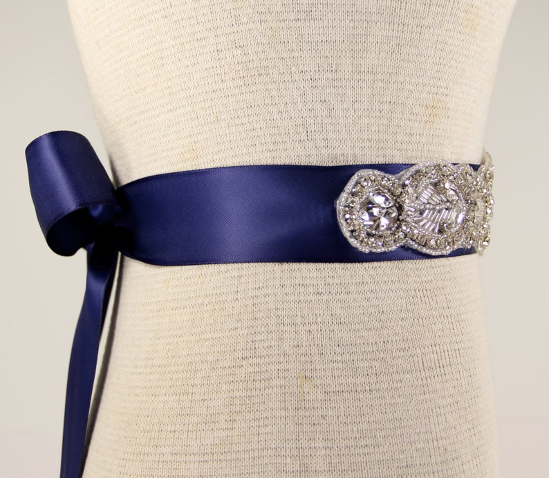Bridal Sash Wedding Dress Sash Belt Royal Blue Rhinestone Etsy