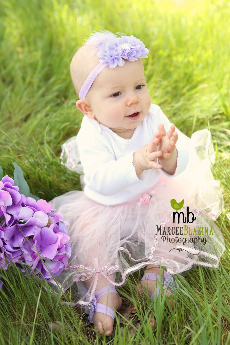 Baby Barefoot Sandals Lavender Flower Sandals Toddler Etsy