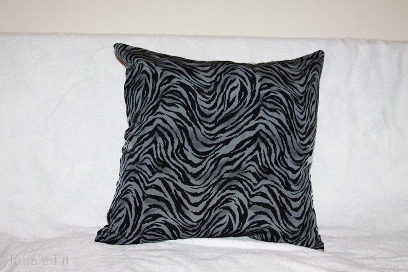 Zebra Print Pillow Cover in Grey/Gray and Black 16 x 16 Etsy