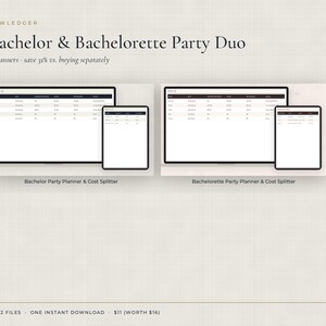 Bachelor & Bachelorette Party Planner Bundle, Cost Splitter, Itinerary, Who Owes Who, Packing List, Excel Google Sheets