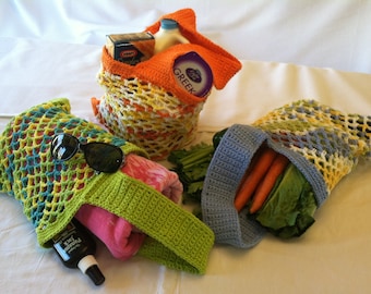 Crochet cotton market bag, Beach bag, Tote bag, Grocery bag, Eco-Friendly Bag, 100% USA grown cotton bag