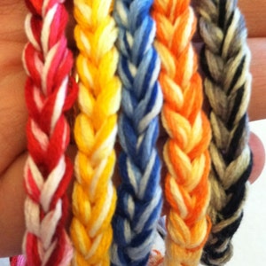 Crochet friendship bracelet, thread bracelet, woven bracelet, bff bracelet, sports bracelet, choose colors, design your own, school colors image 3