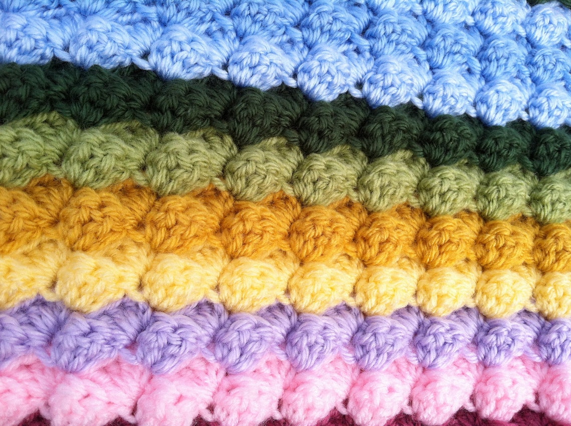 Rainbow Baby Blanket Crochet Baby Blanket Popcorn Baby Etsy