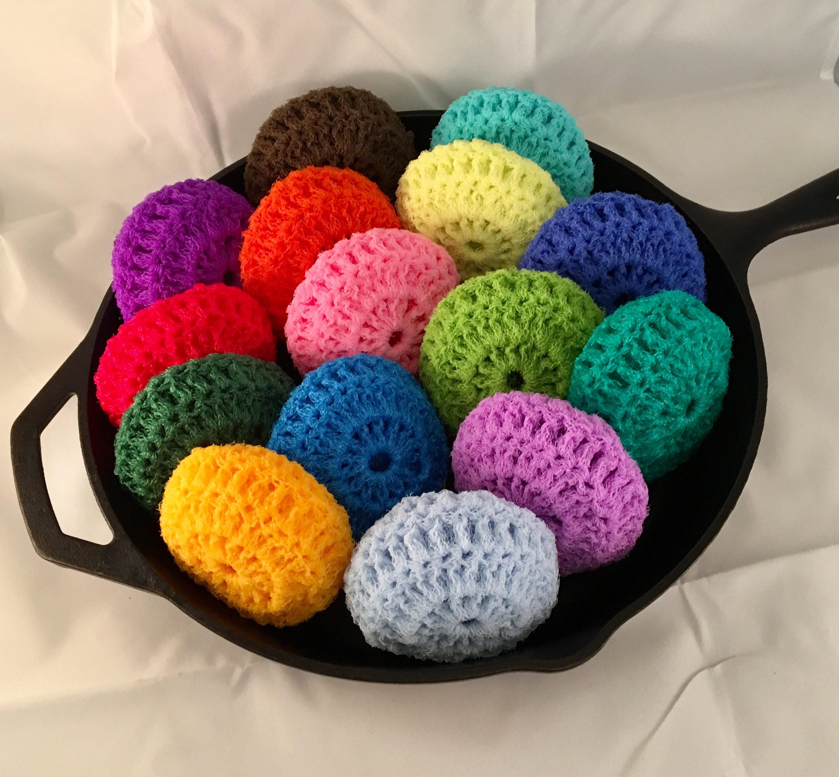 Plastic Dish Scrubbers for Dishes Plastic Pot Round Scrubber Scouring Pad  Nylon Dish Scrubber, Mesh Scouring Dish Pads Non Scratch Scrubbers (Rainbow