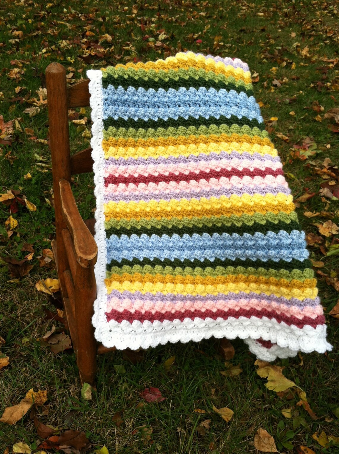 Rainbow Baby Blanket Crochet Baby Blanket Popcorn Baby Etsy