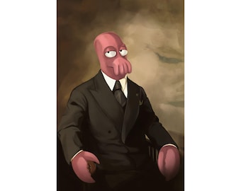 Futurama Zoidberg as Harry Truman Famous Presidential Portrait Art Poster Print - Quirky Home Decor for Ocean Lovers