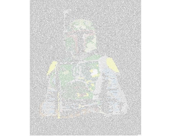 Boba Fett Typography Wall Art, Star Wars ENTIRE Return of the Jedi Script, Gift for Geeks, Unique Home Decor, Fan Art Print