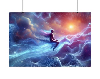 Astral Projection Sailing Along Energy Frequency Vibes into the Spiritual Realm Veil Lifted Metaphysical Art Print Posters