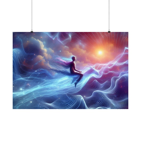 Astral Projection Sailing Along Energy Frequency Vibes into the Spiritual Realm Veil Lifted Metaphysical Art Print Posters