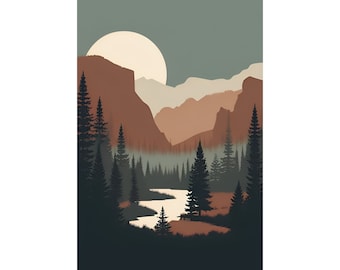 Wyoming Yellowstone National Park Travel Art Print Poster (Without Words or Lettering at Bottom)