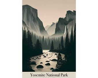 California Yosemite National Park Travel Art Print Poster