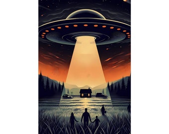 X-Files UFO Alien Flying Saucer Conspiracy Investigation Artwork Poster