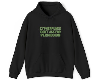 Sudadera con capucha Zcash Cypherpunks Don't Ask Permission Heavy Blend™ Merchandising ZEC Ropa Criptografía