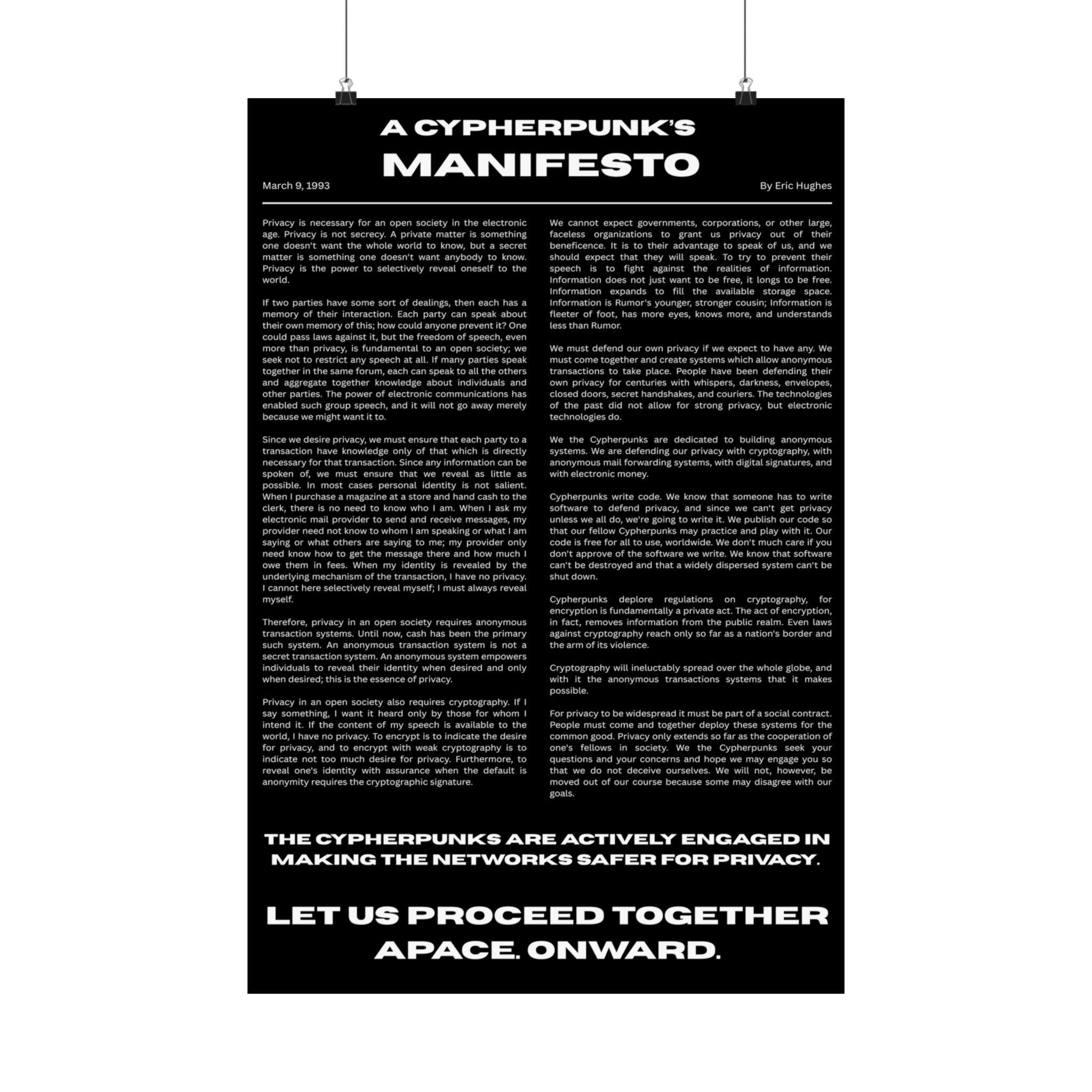 A Cypherpunk's Manifesto Eric Hughes Cryptocurrency Zcash ZEC Art