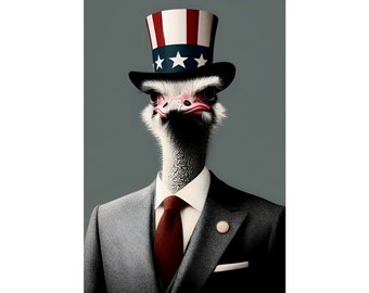 The Ostrich President of the United States Vote Election Luxury Painting Art Print Poster