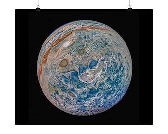 Photography of Jupiter captured by NASA Juno Spacecraft Art Poster Print - Space Gift For Space Enthusiasts