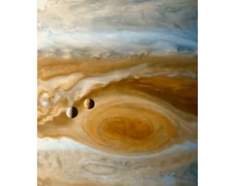 Jupiter Moons Flyby From Cassini Matte Vertical Poster - Celestial Wall Art for Space Enthusiasts