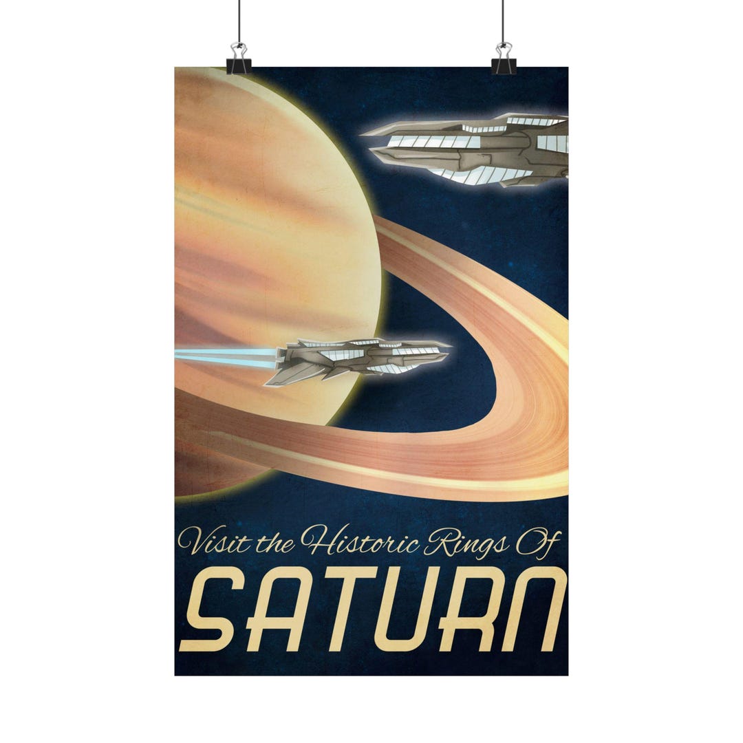 Visit the Historic Rings of Saturn Vintage Space Travel Poster - NASA ...