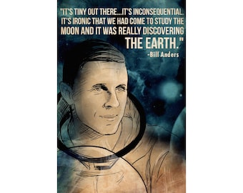 Bill Anders NASA Astronaut Space Quote Inspiring Astronaut Quote Matte Vertical Poster - Discovering The Earth