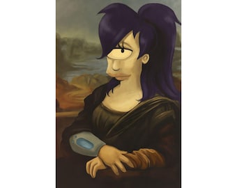 Futurama Leela as The Mona Lisa Mona Leela Portrait Poster Art Print - Quirky Art for Home Décor