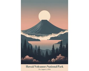 Hawaii Volcanoes National Park Travel Art Print Poster