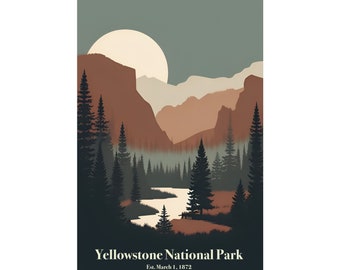 Wyoming Yellowstone National Park Travel Art Print Poster