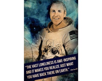 NASA Astronaut Jim Lovell Space Quote The Vast Loneliness Of Space Astronaut Matte Vertical Poster