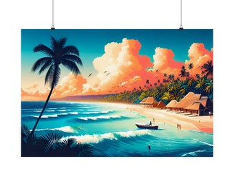 Punta Cana Caribbean Dominican Republic Travel Style Painting Art Poster Print
