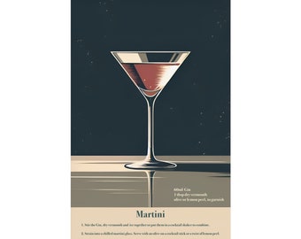 Martini Bar Cocktail Recipe Fancy Home Decor Kitchen Drinking Alcohol Art Print Poster