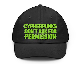 Los cypherpunks no piden permiso. Gorra Zcash - Verde lima sobre negro.