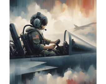 Follow Your Dreams Child Fighter Pilot Jet Military Art Print Poster