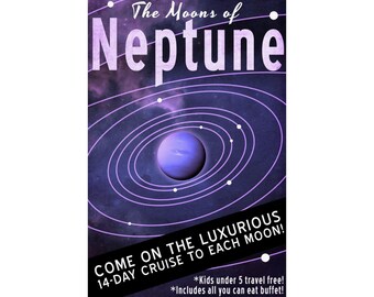 Neptune Themed Space Travel Visit Neptune Matte Vertical Posters - Cosmic Cruise Adventure Design - Vintage Space Travel