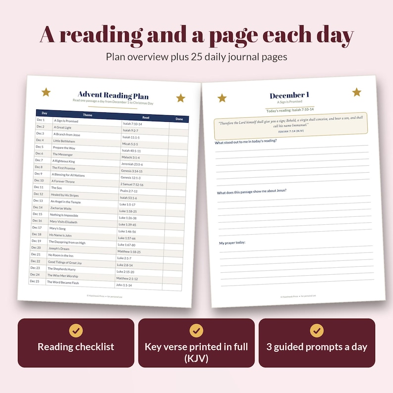 Read Scripture Reading Plan Advent Reading Plan and Journal Printable, 25 Day KJV Bible Reading ...