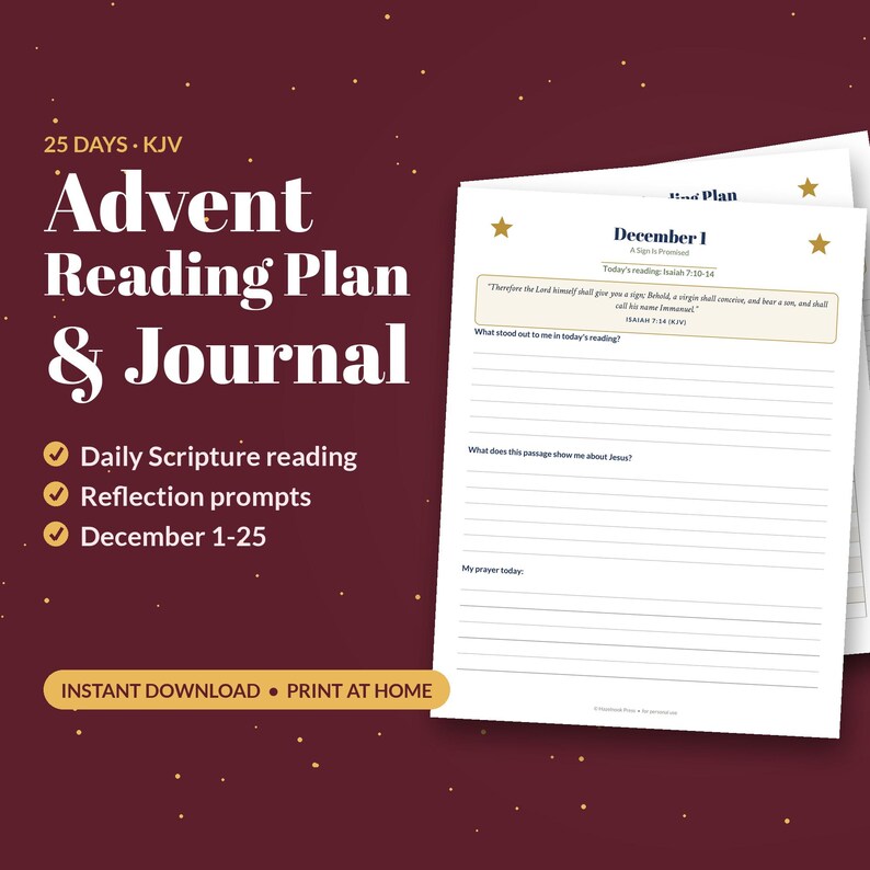 Read Scripture Reading Plan Advent Reading Plan and Journal Printable, 25 Day KJV Bible Reading ...