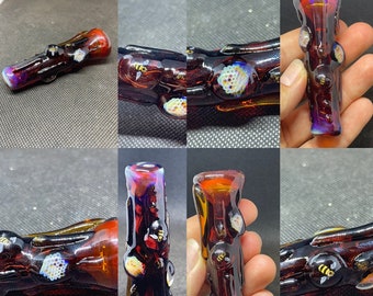 Bees and honeycombs American handblown tobacco glass pipe -ONE HITTER-chillum-bat