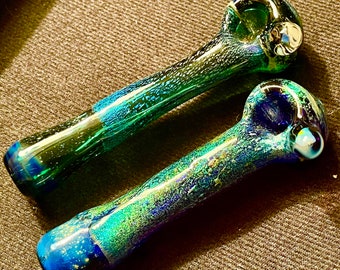 2 really nice American hand made dichro pyrex glass pipe3D looking space smoking pipe with glass opal