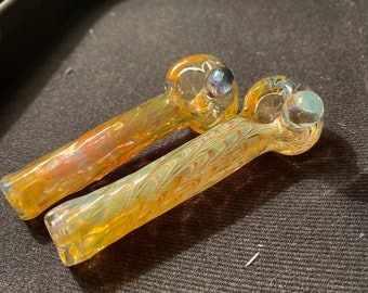 2 Color changing American handblown glass pyrex pipe with opal -spoon pipe-bowl-smoking pipe -heady glass