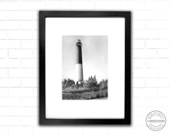 Barnegat Lighthouse Pencil Drawing Print