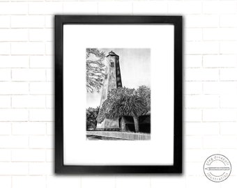 Old Baldy Lighthouse Pencil Drawing Print