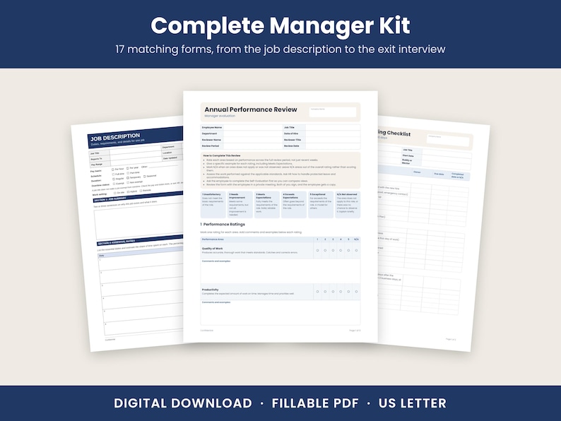 HR Forms Bundle for Managers, 17 Templates, Onboarding, Performance ...